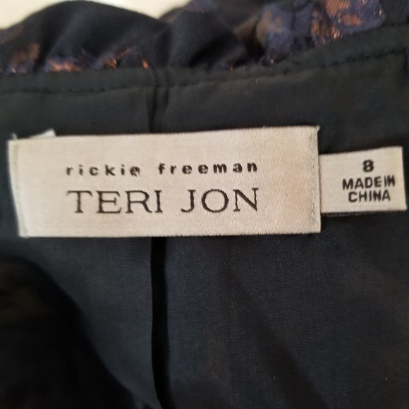 Rickie Freeman Teri Jon Puff Ruffled Collar Metallic Floral Blazer - Picture 11 of 13